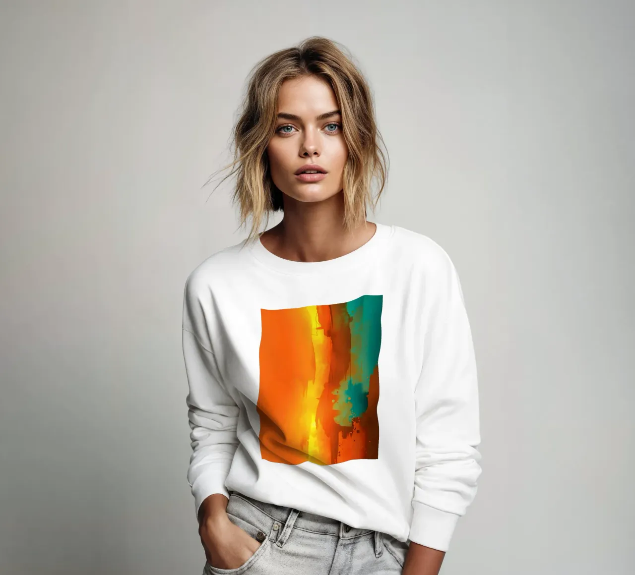 abstract painting with warm & cool colors blending together sweatshirt by DesignDoodle