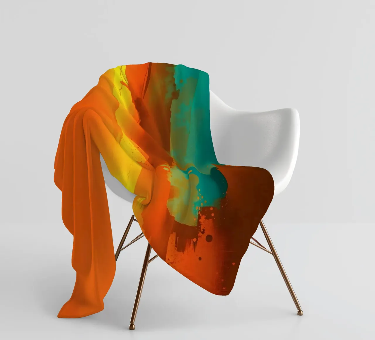 abstract painting with warm & cool colors blending together fleece blanket by DesignDoodle