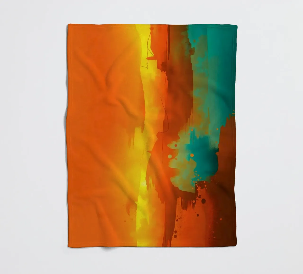 abstract painting with warm & cool colors blending together fleece blanket by DesignDoodle