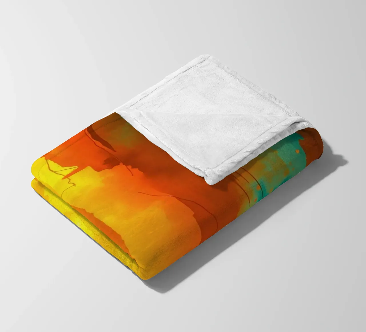 abstract painting with warm & cool colors blending together fleece blanket by DesignDoodle