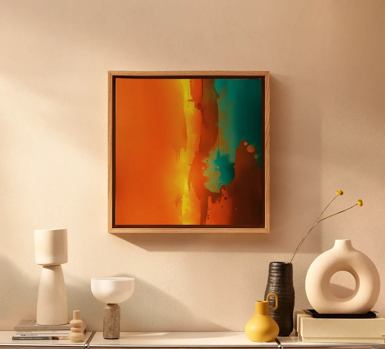 abstract painting with warm & cool colors blending together canvas by DesignDoodle
