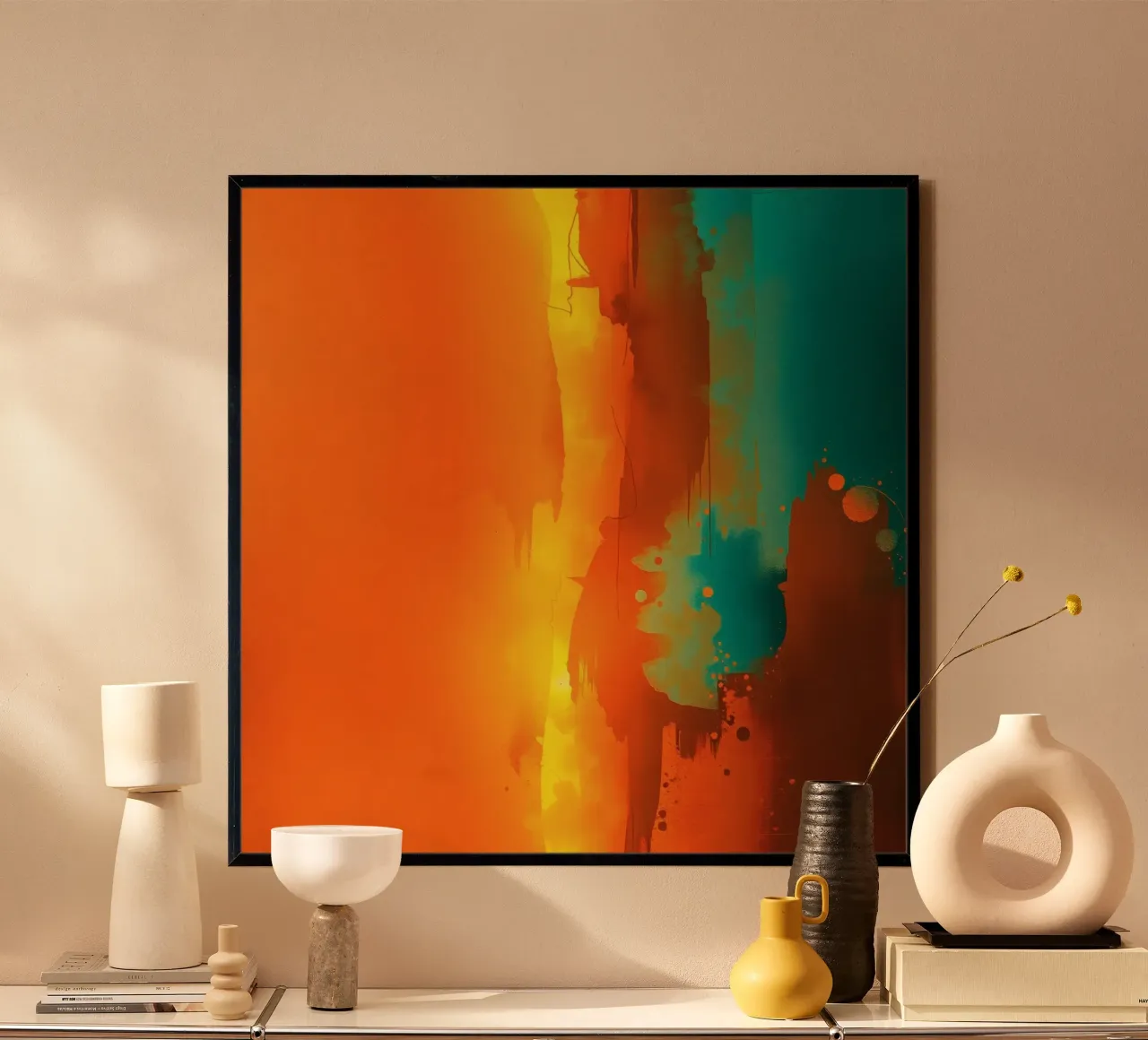 abstract painting with warm & cool colors blending together hahnemühle by DesignDoodle