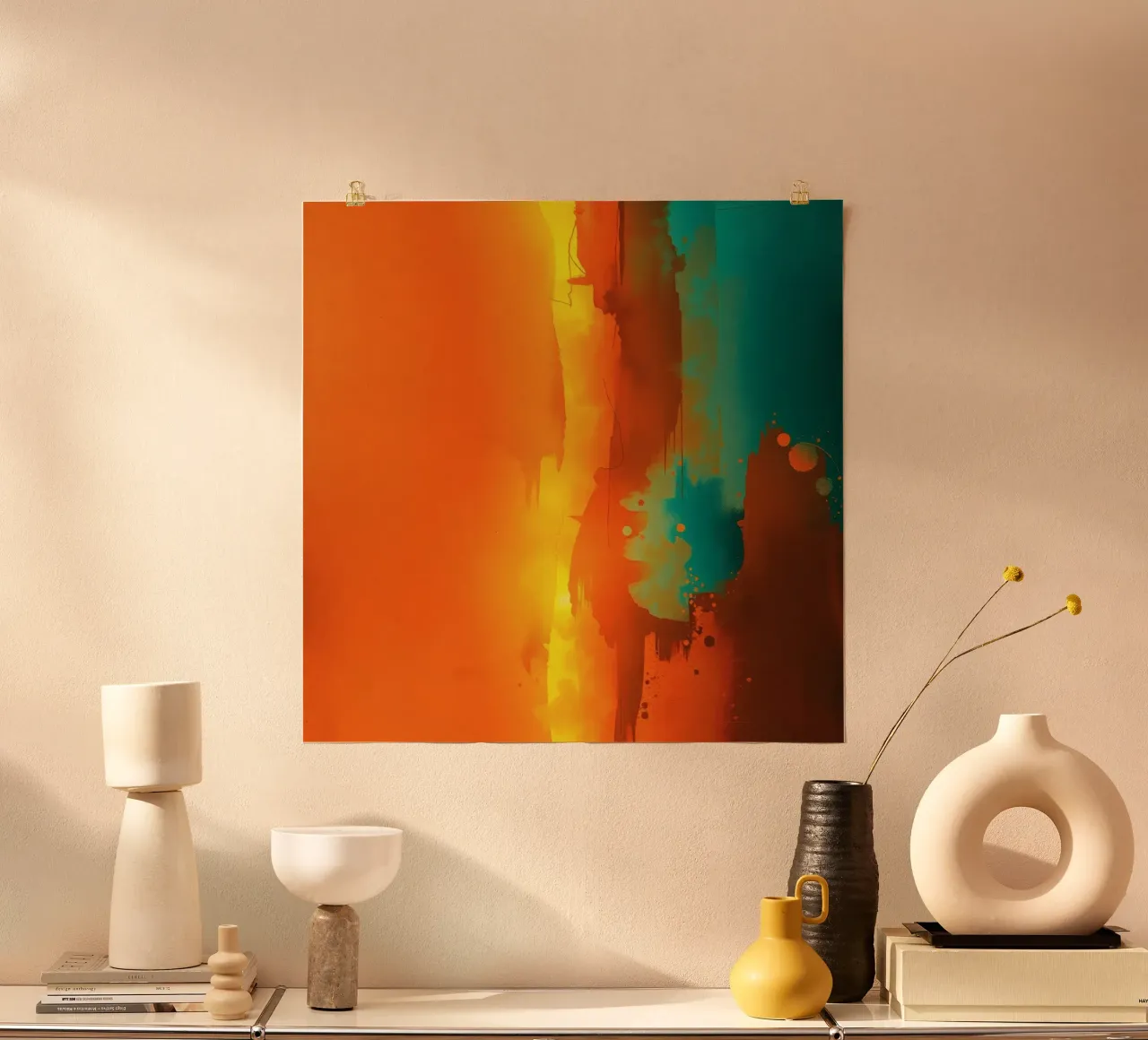 abstract painting with warm & cool colors blending together hahnemühle by DesignDoodle