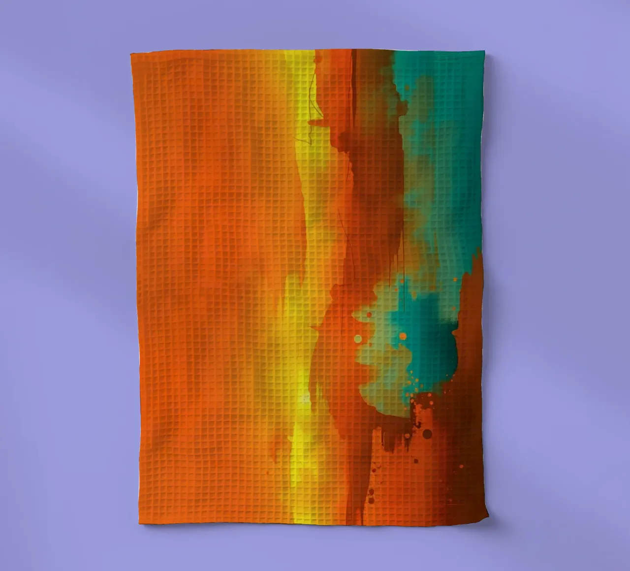 abstract painting with warm & cool colors blending together tea towel by DesignDoodle