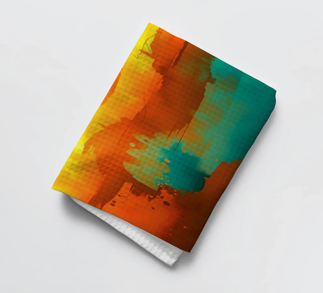 abstract painting with warm & cool colors blending together tea towel by DesignDoodle