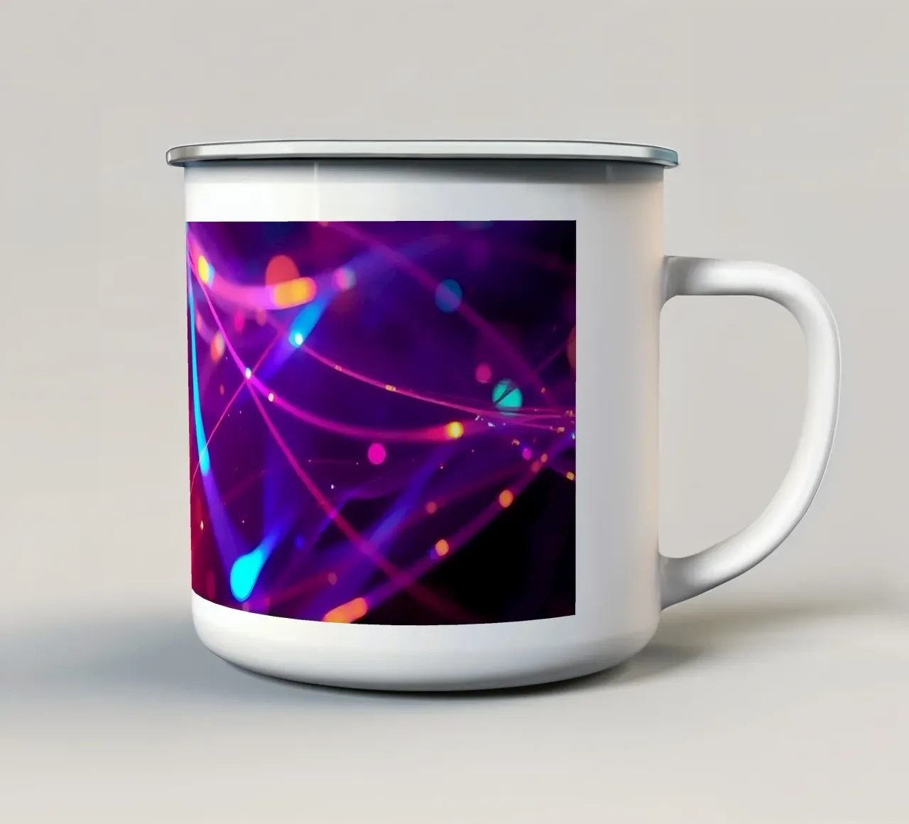 abstracte lichtsporen creëren een energieke sfeer emaille mok van DesignDoodle