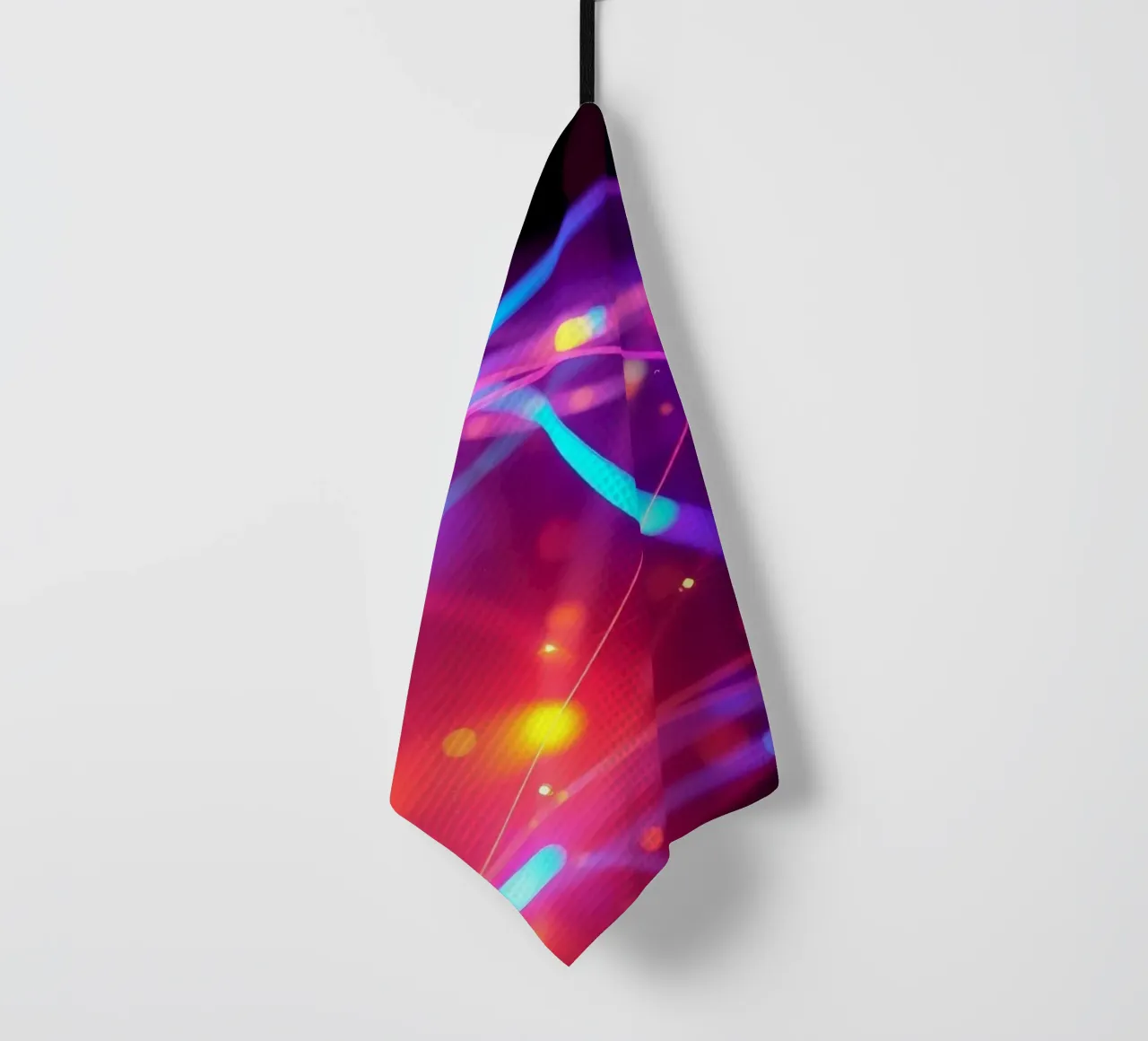 abstract light trails create an energetic atmosphere tea towel by DesignDoodle