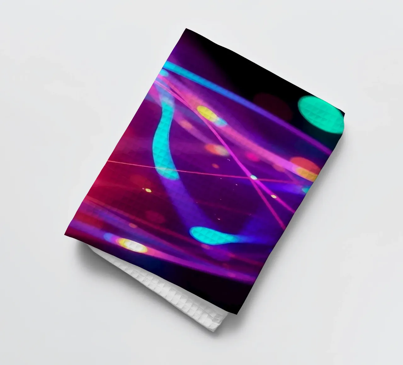 abstract light trails create an energetic atmosphere tea towel by DesignDoodle