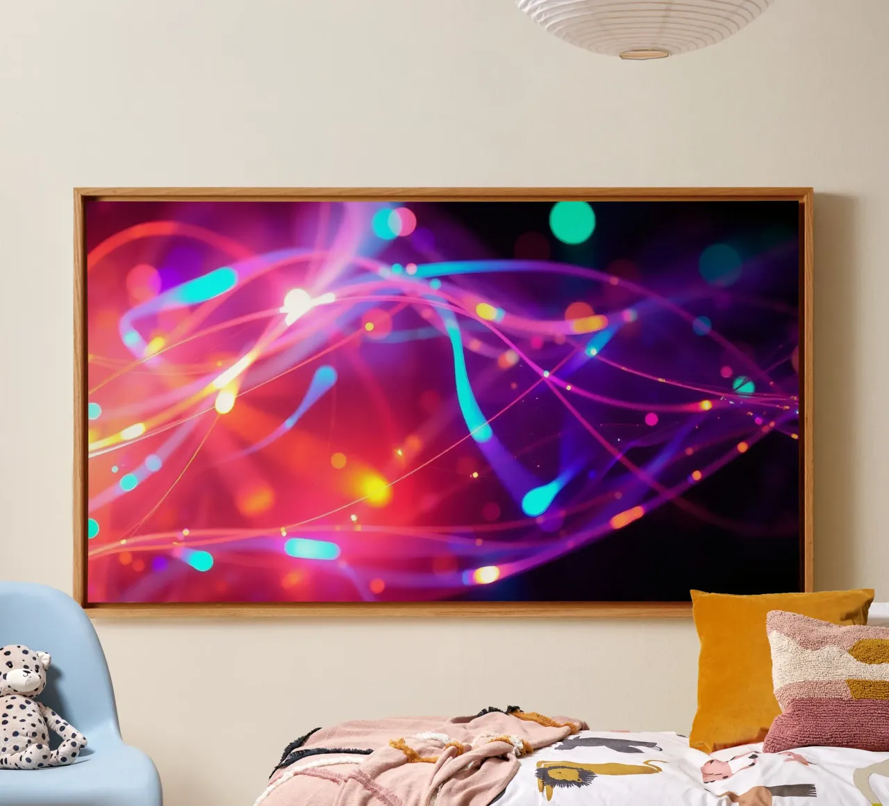 abstracte lichtsporen creëren een energieke sfeer canvas van DesignDoodle