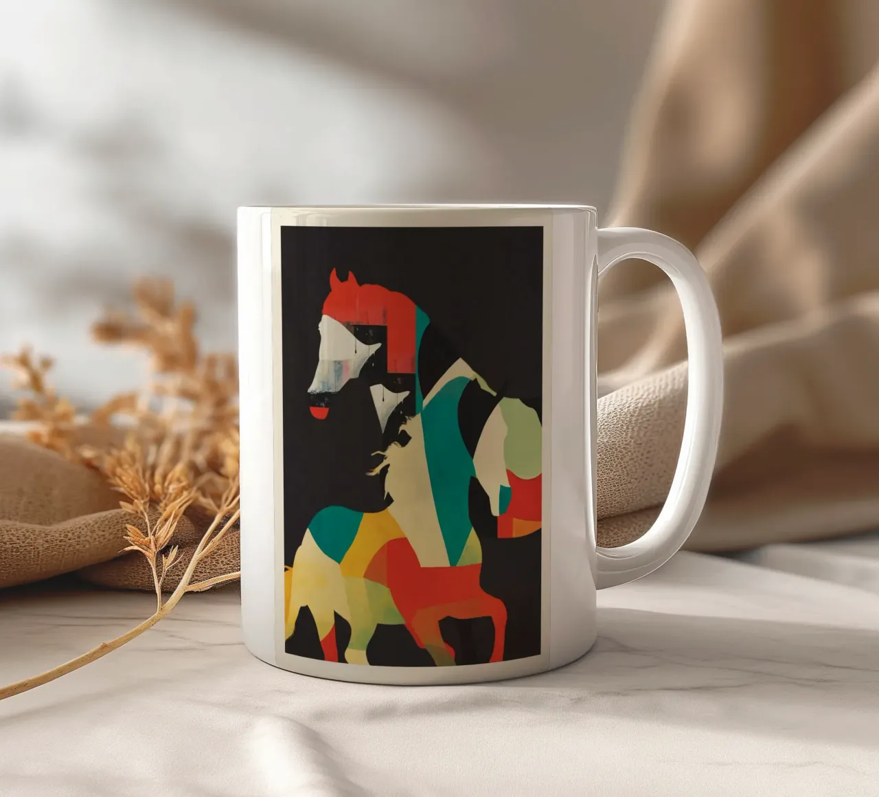 Colorful Abstract Horses 2 tazza in ceramica da cityart