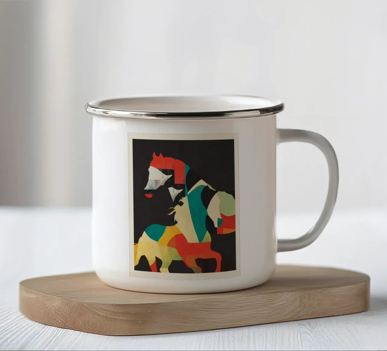 Colorful Abstract Horses 2 tazza in smalto da cityart