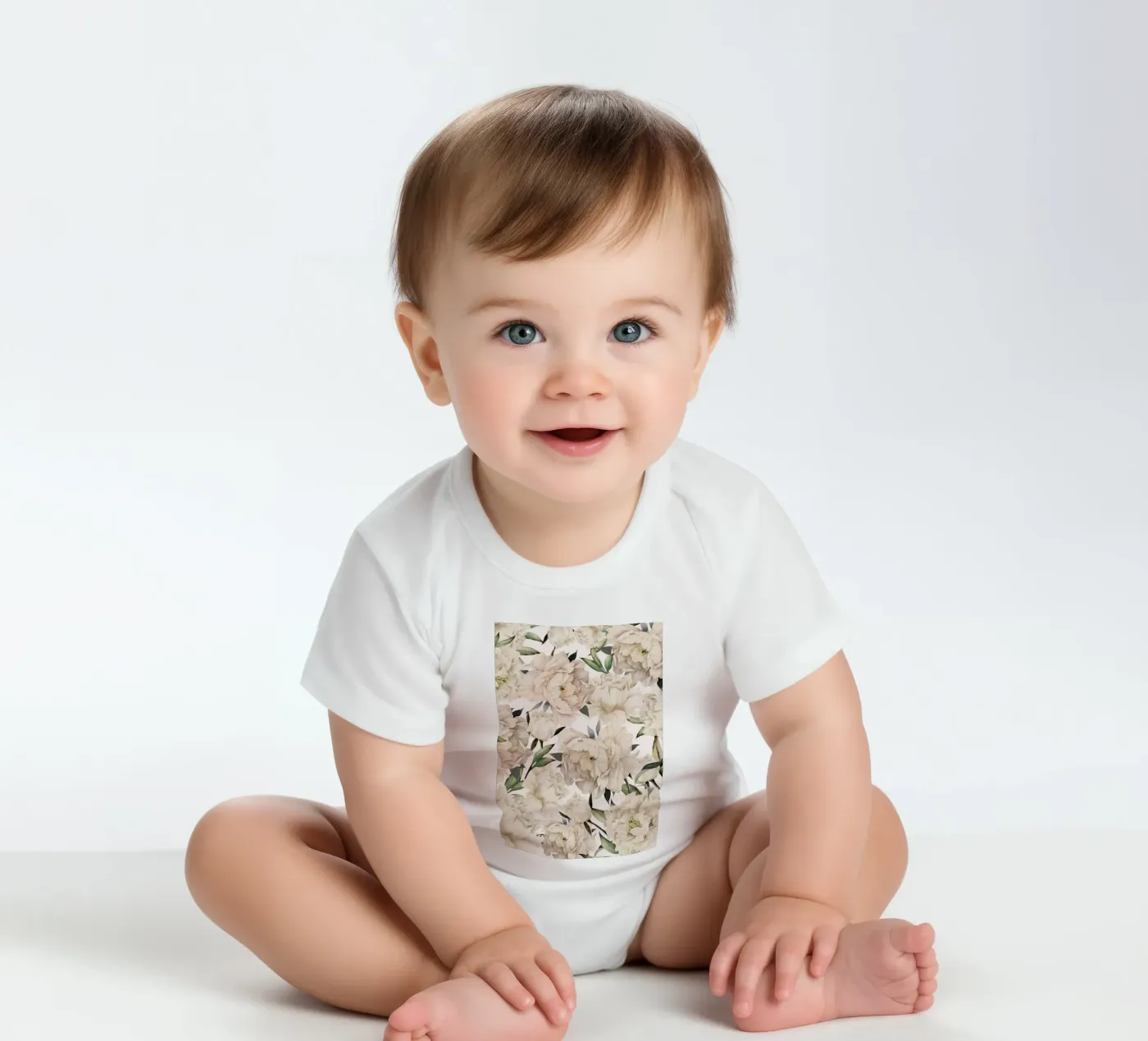 Peonies Pattern body neonato maniche corte da Nadjaa