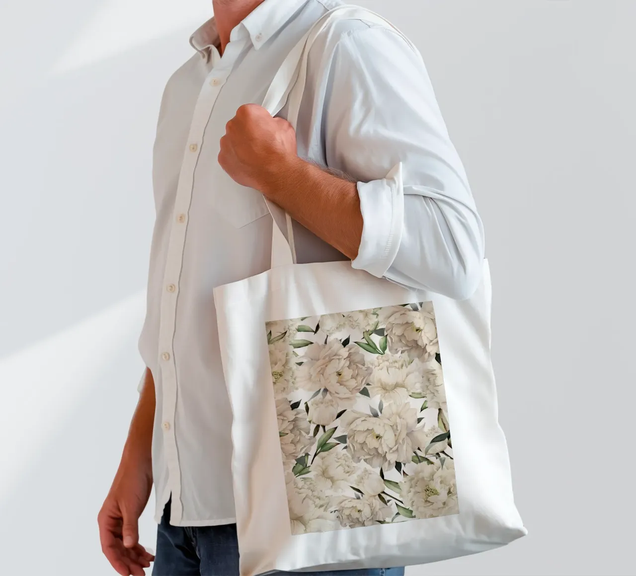 Peonies Pattern borsa in juta da Nadjaa