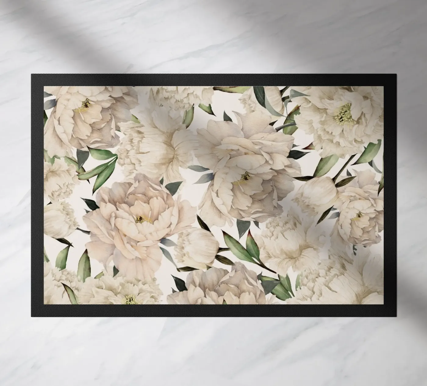 Peonies Pattern doormat by Nadjaa