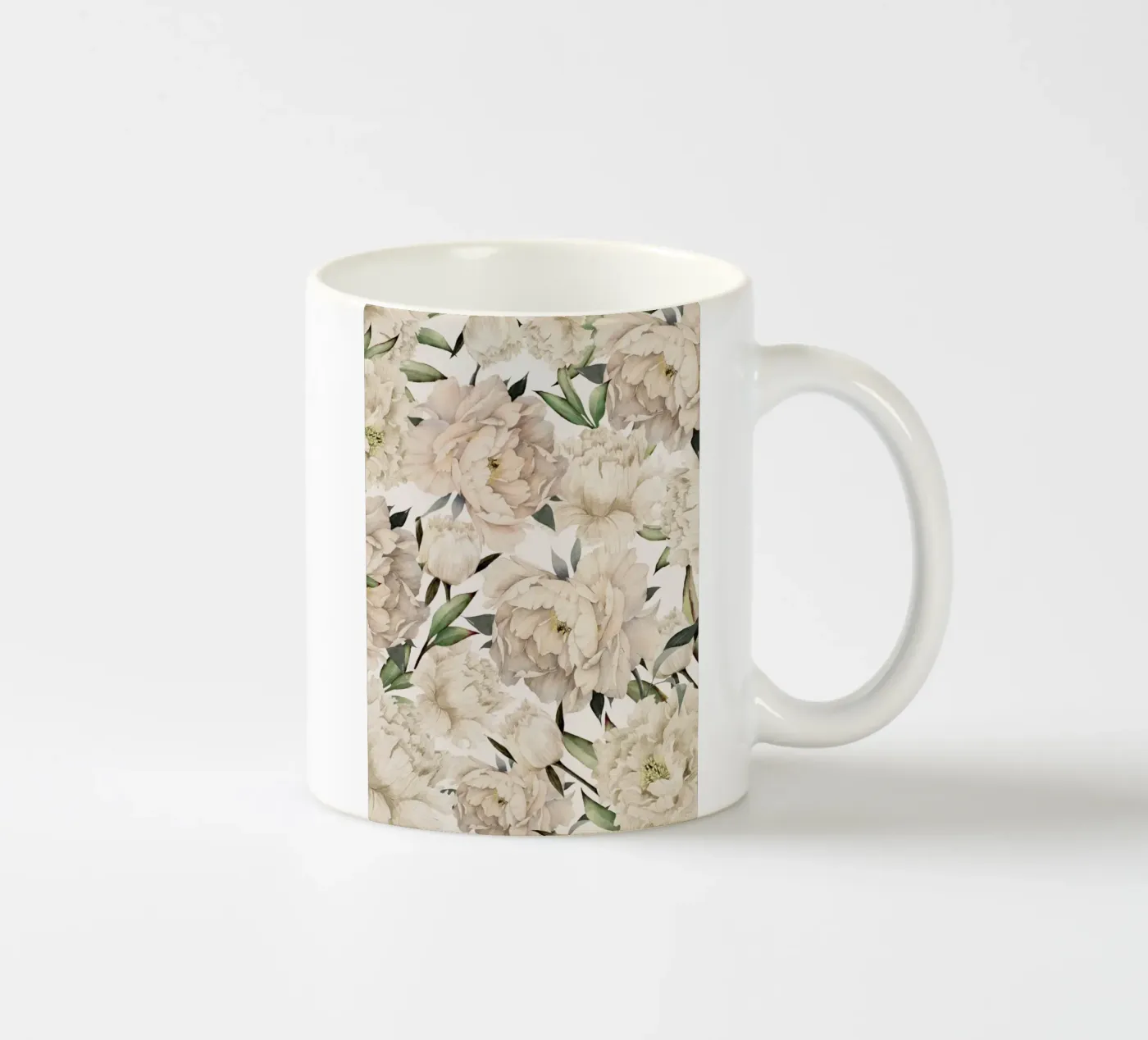 Peonies Pattern ceramic mug by Nadjaa