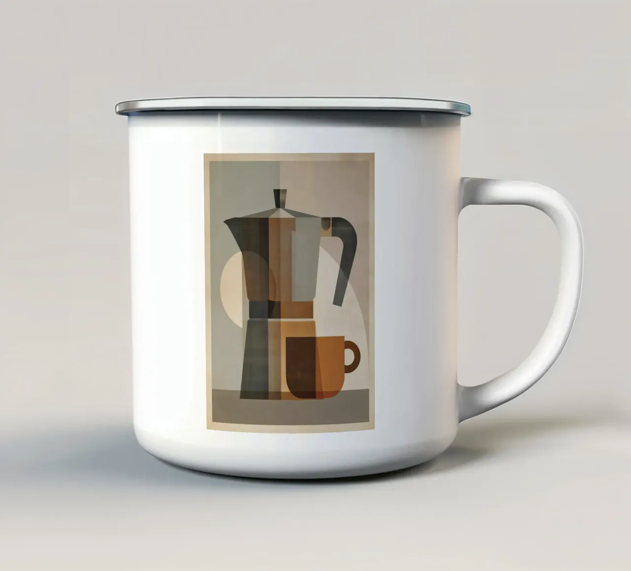 Poster Bialetti - Arte del caffè geometrica in stile retrò tazza in smalto da Artworkai Shop