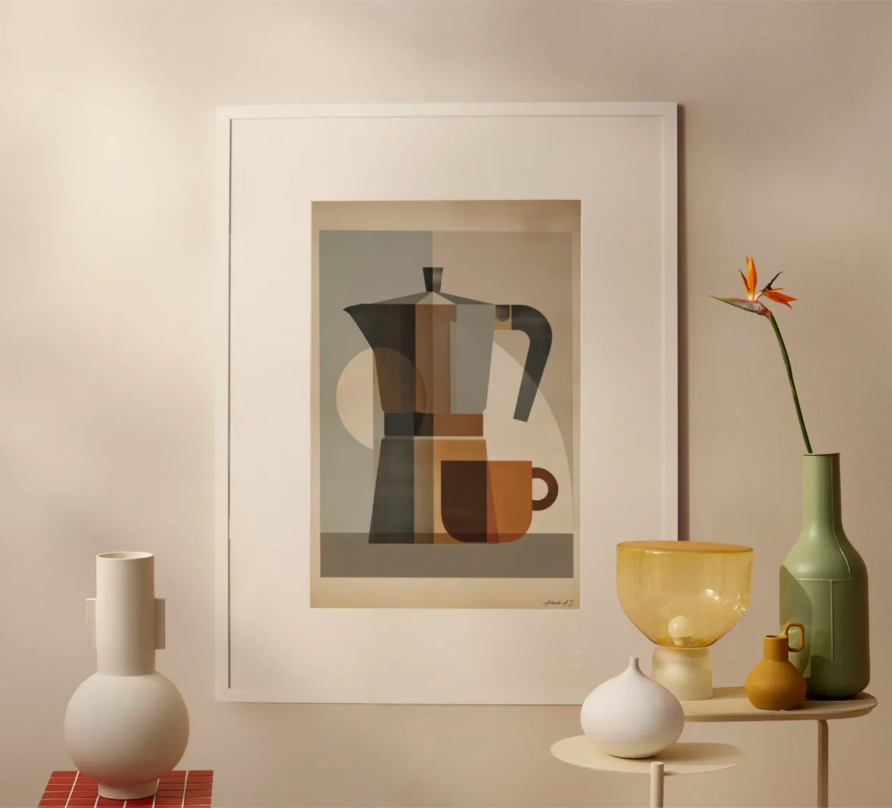 Poster Bialetti - Arte del caffè geometrica in stile retrò poster da Artworkai Shop