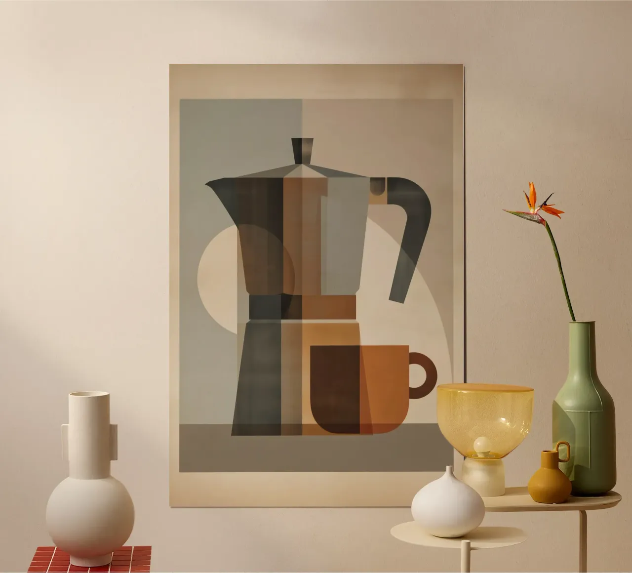 Poster Bialetti - Arte del caffè geometrica in stile retrò poster da Artworkai Shop