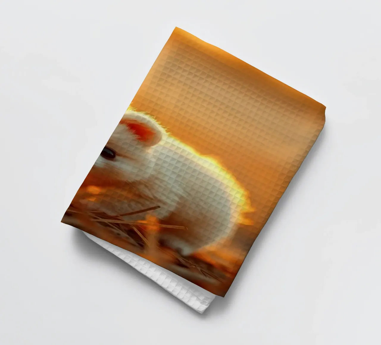 Chiot mignon marchant dans l'herbe, heure dorée avec lumière du soleil torchon de DesignDoodle