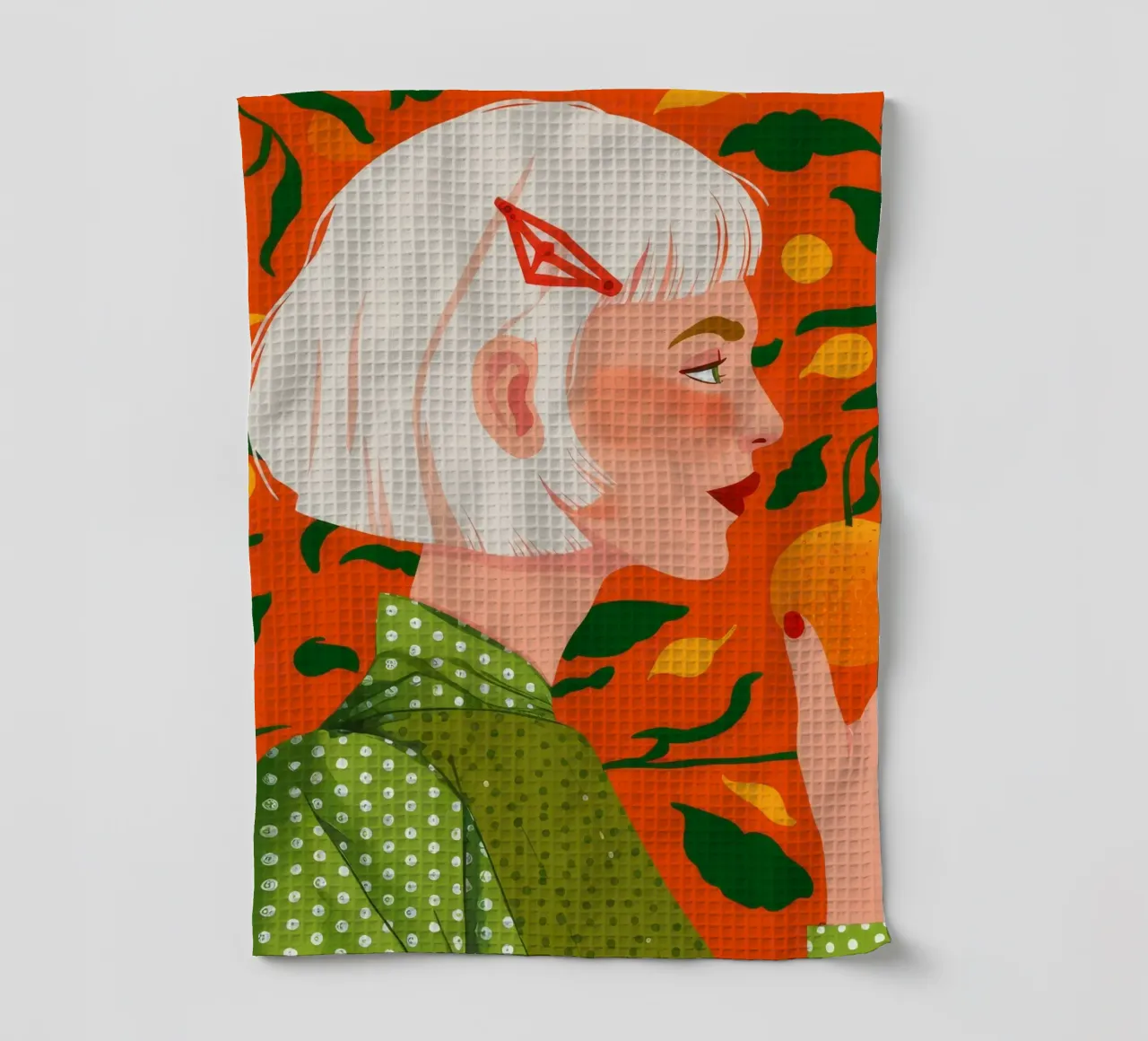 Citrus Dreamscape tea towel by Twilight Muse