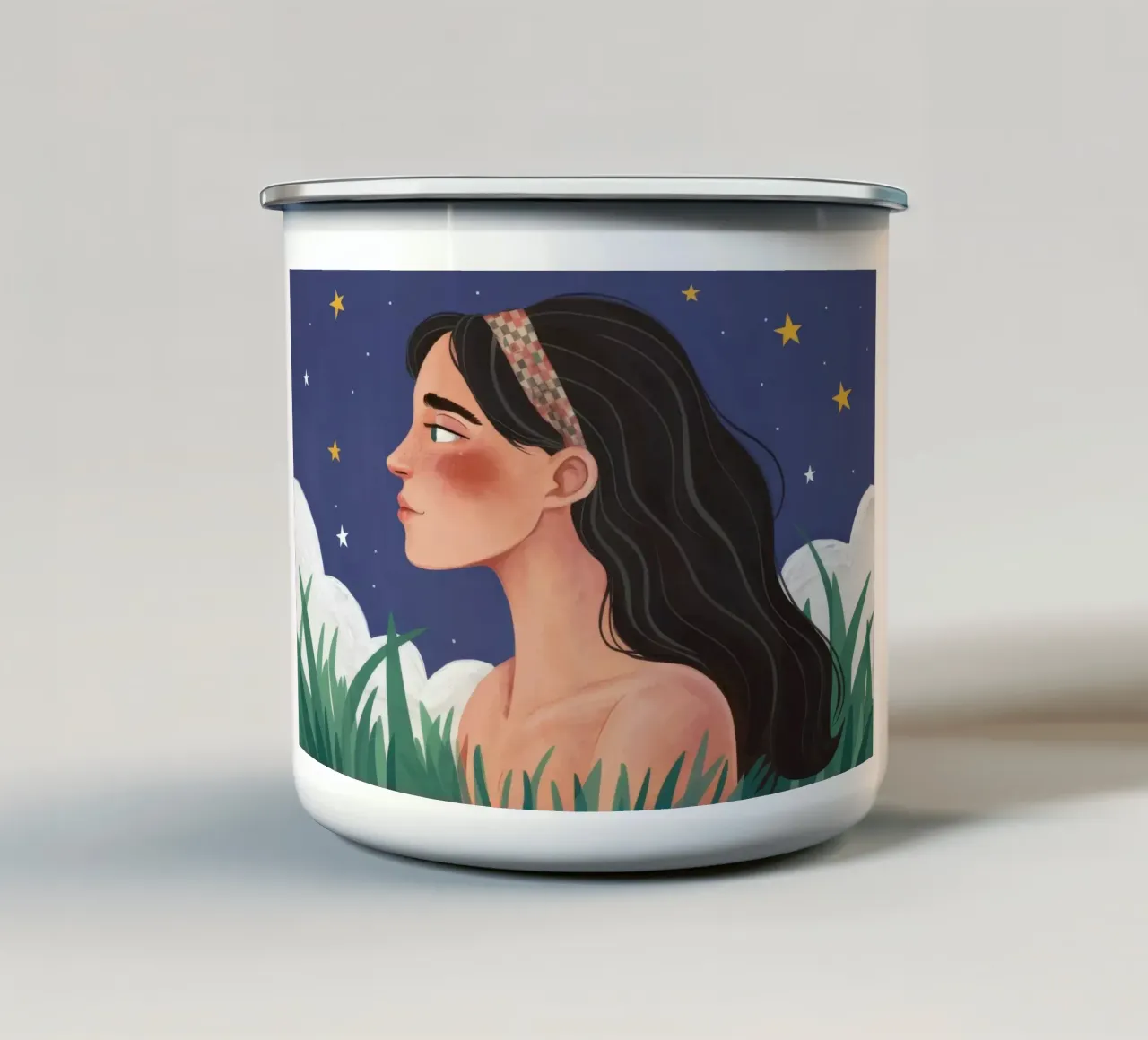 Sussurro notturno celeste tazza in smalto da Twilight Muse