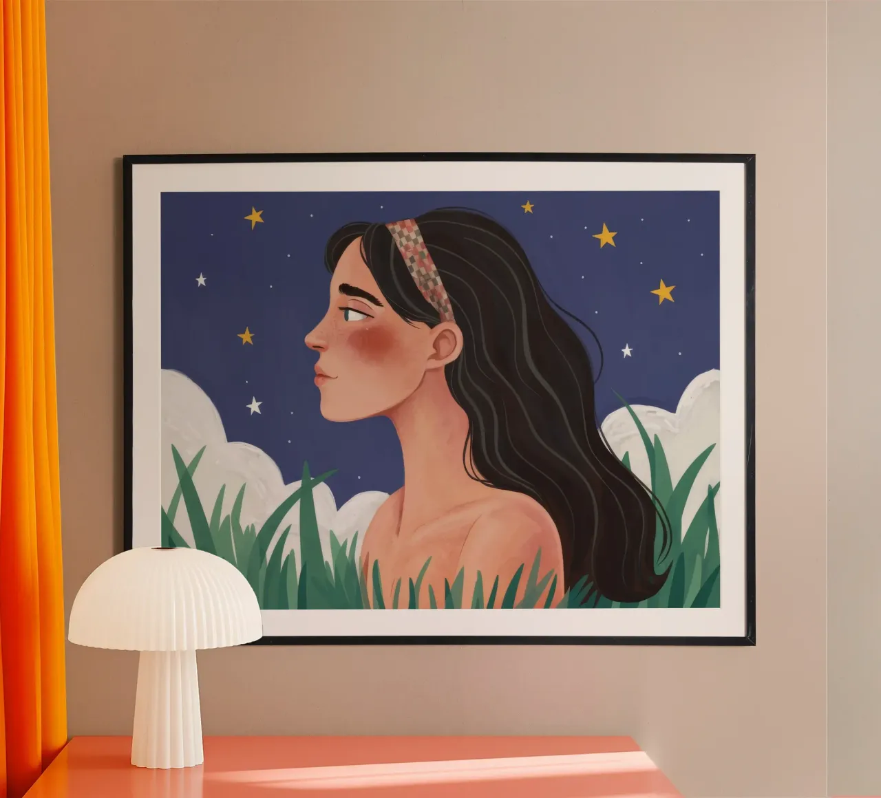 Sussurro notturno celeste poster con telaio in plastica da Twilight Muse