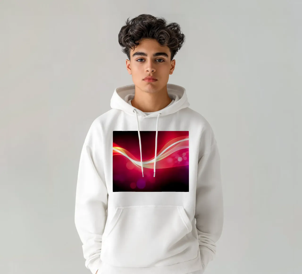 le onde luminose danzano in disegni colorati contro un'arte oscura felpa con cappuccio da DesignDoodle