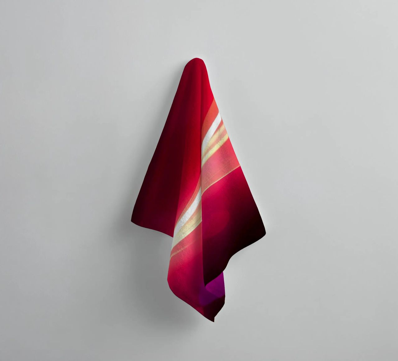 light waves dance in colorful patterns against a dark art towel by DesignDoodle