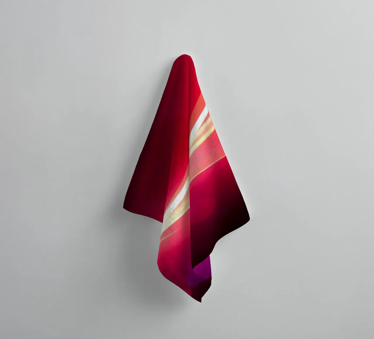 light waves dance in colorful patterns against a dark art towel by DesignDoodle