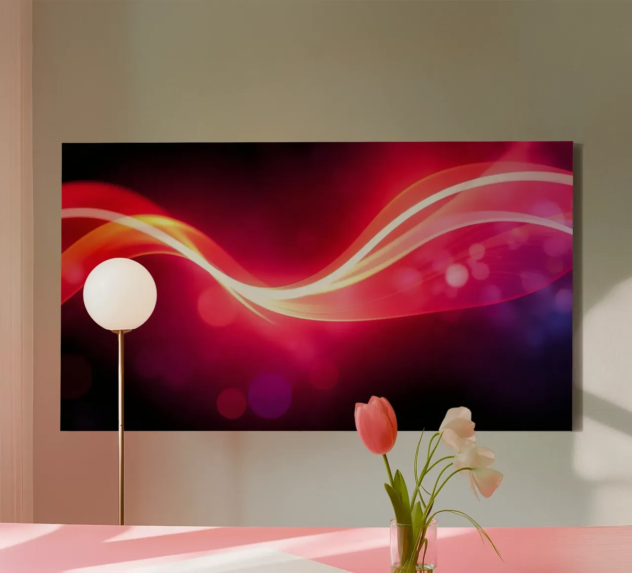 light waves dance in colorful patterns against a dark art canvas by DesignDoodle