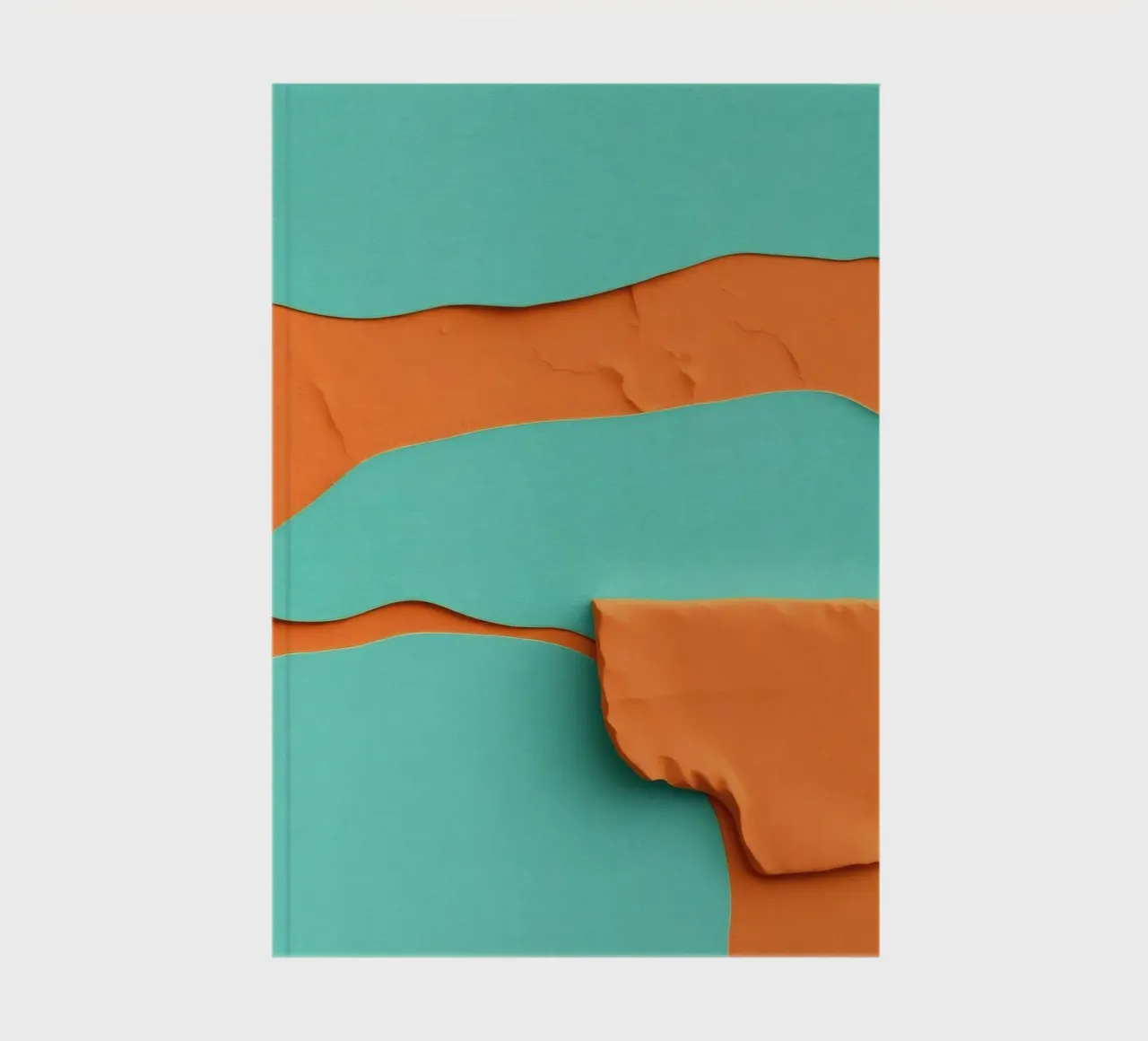 paper layers create an abstract landscape in vibrant orange notebook by DesignDoodle