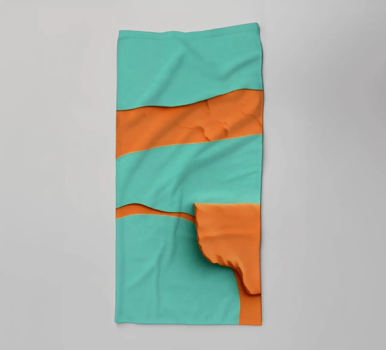 paper layers create an abstract landscape in vibrant orange towel by DesignDoodle
