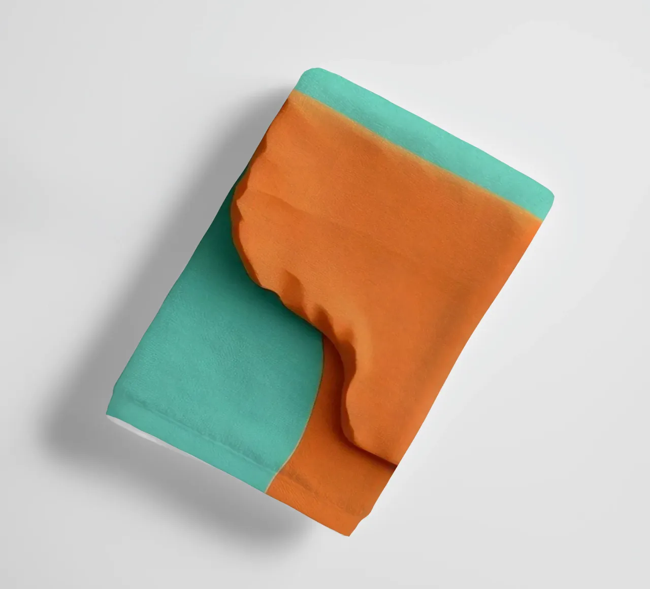 paper layers create an abstract landscape in vibrant orange towel by DesignDoodle