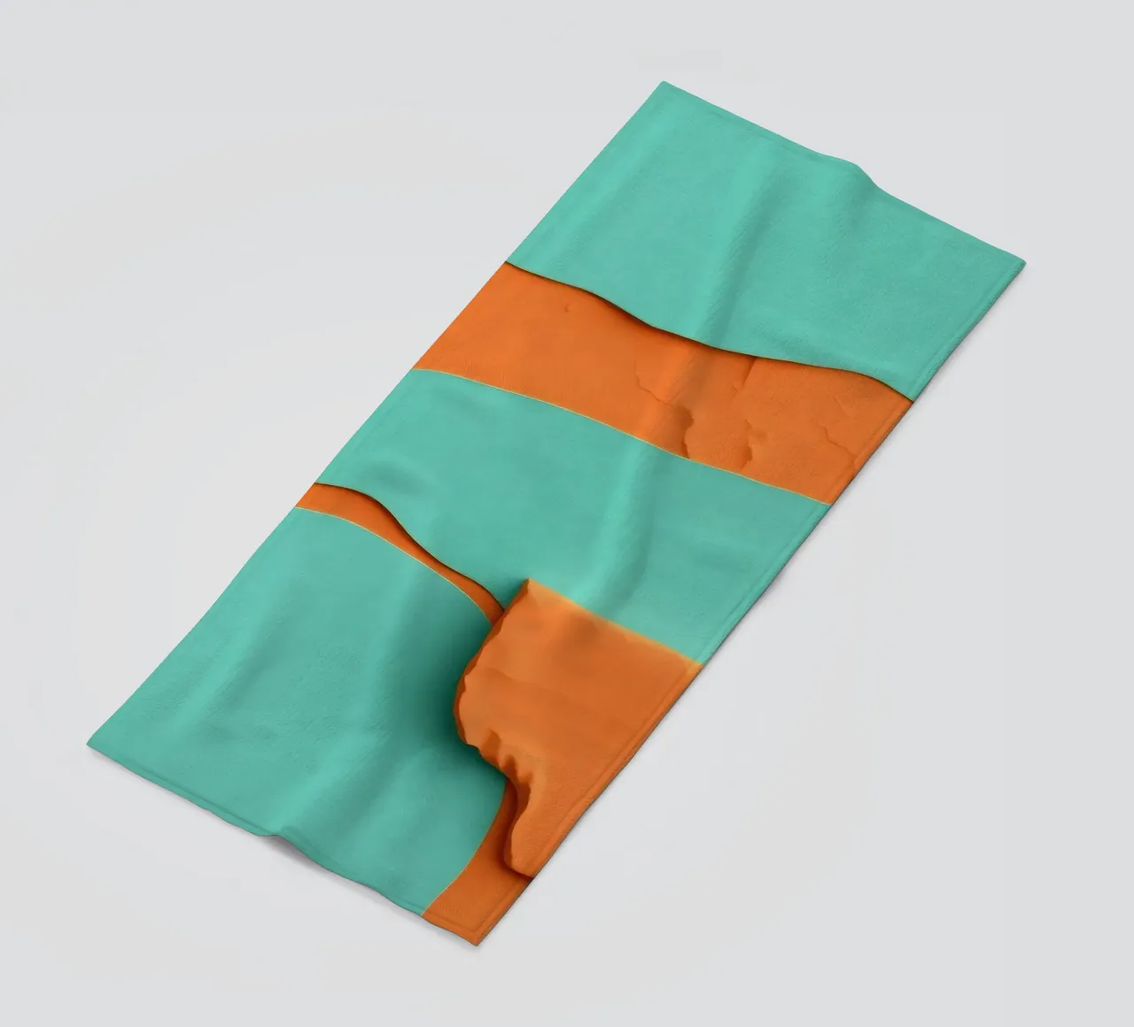 paper layers create an abstract landscape in vibrant orange beach towel by DesignDoodle