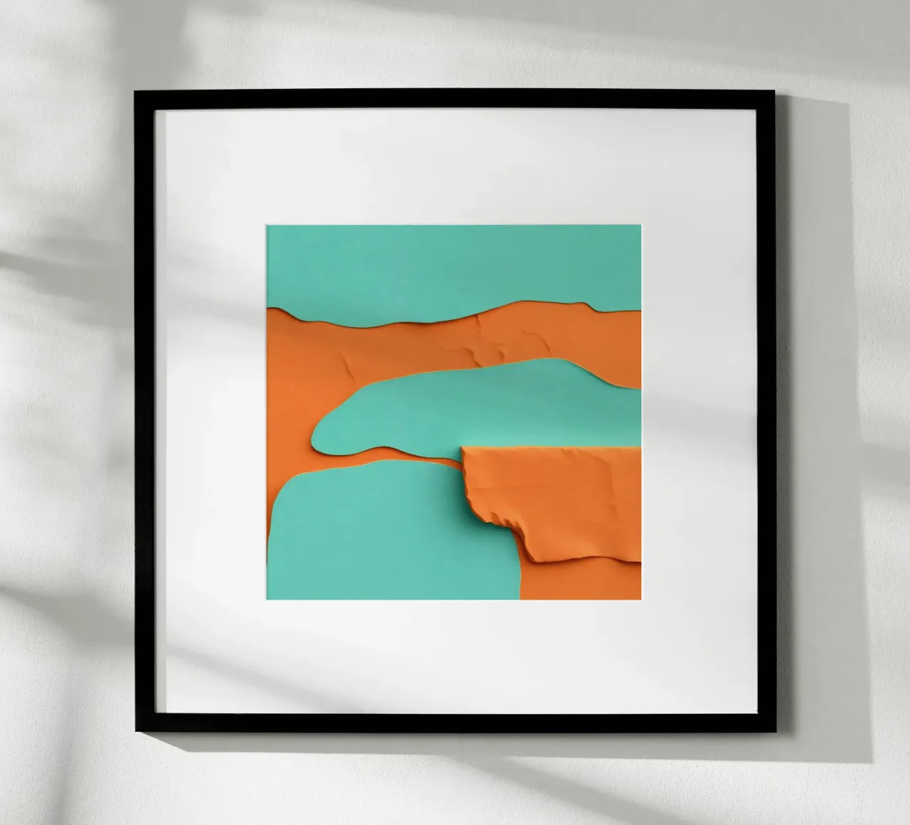 paper layers create an abstract landscape in vibrant orange hahnemühle by DesignDoodle