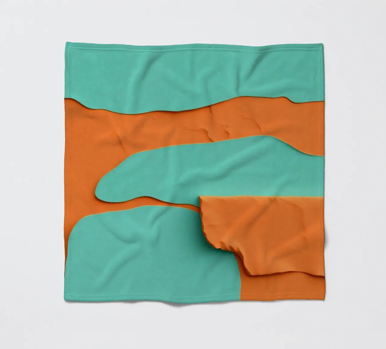 paper layers create an abstract landscape in vibrant orange fleece blanket by DesignDoodle