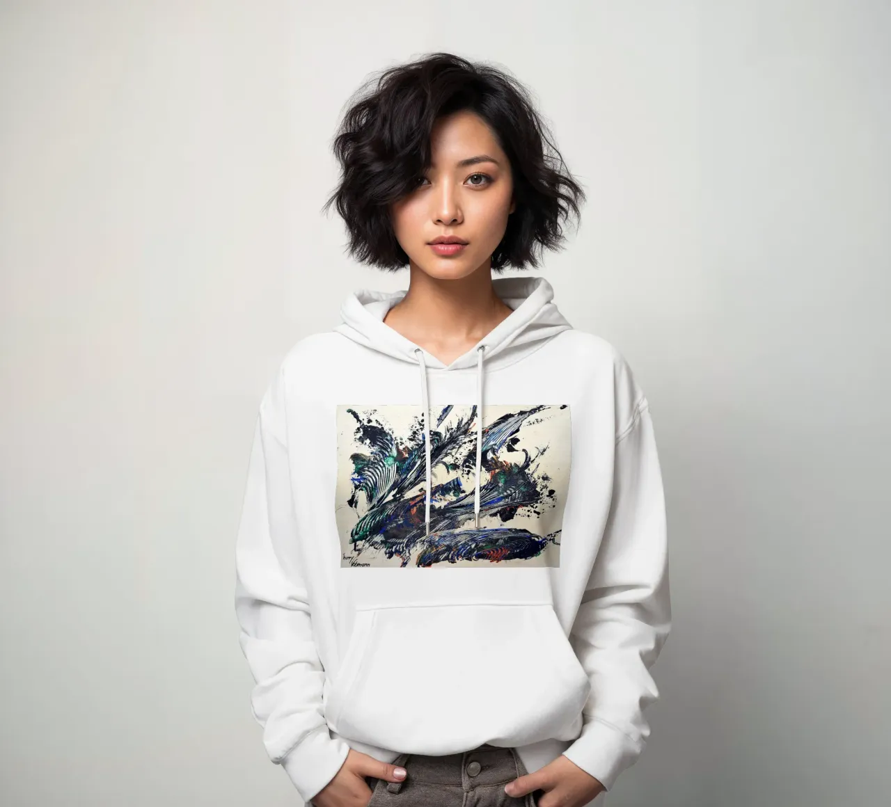 MESSAGE FROM THE HEART 31 felpa con cappuccio da Thierry Vobmann Abstract painting