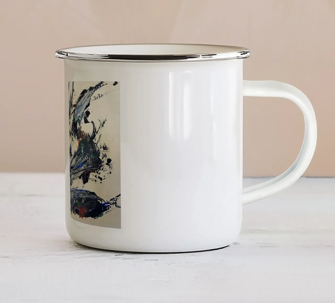 MESSAGE FROM THE HEART 31 mug en émail de Thierry Vobmann Abstract painting