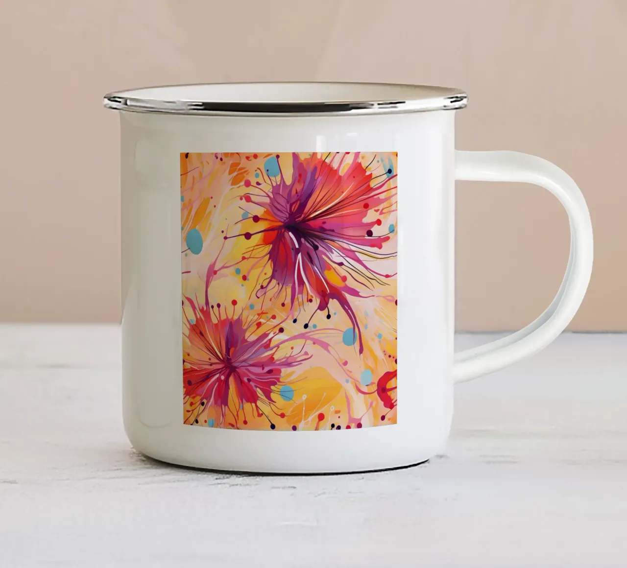 Dente di leone colorato tazza in smalto da Botanical Pattern House