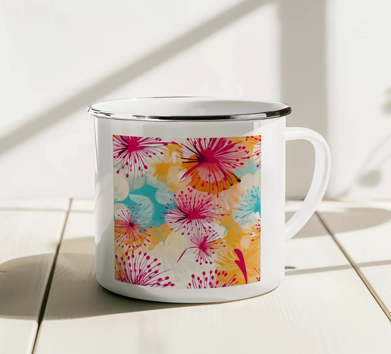 Dente di leone colorato tazza in smalto da Botanical Pattern House
