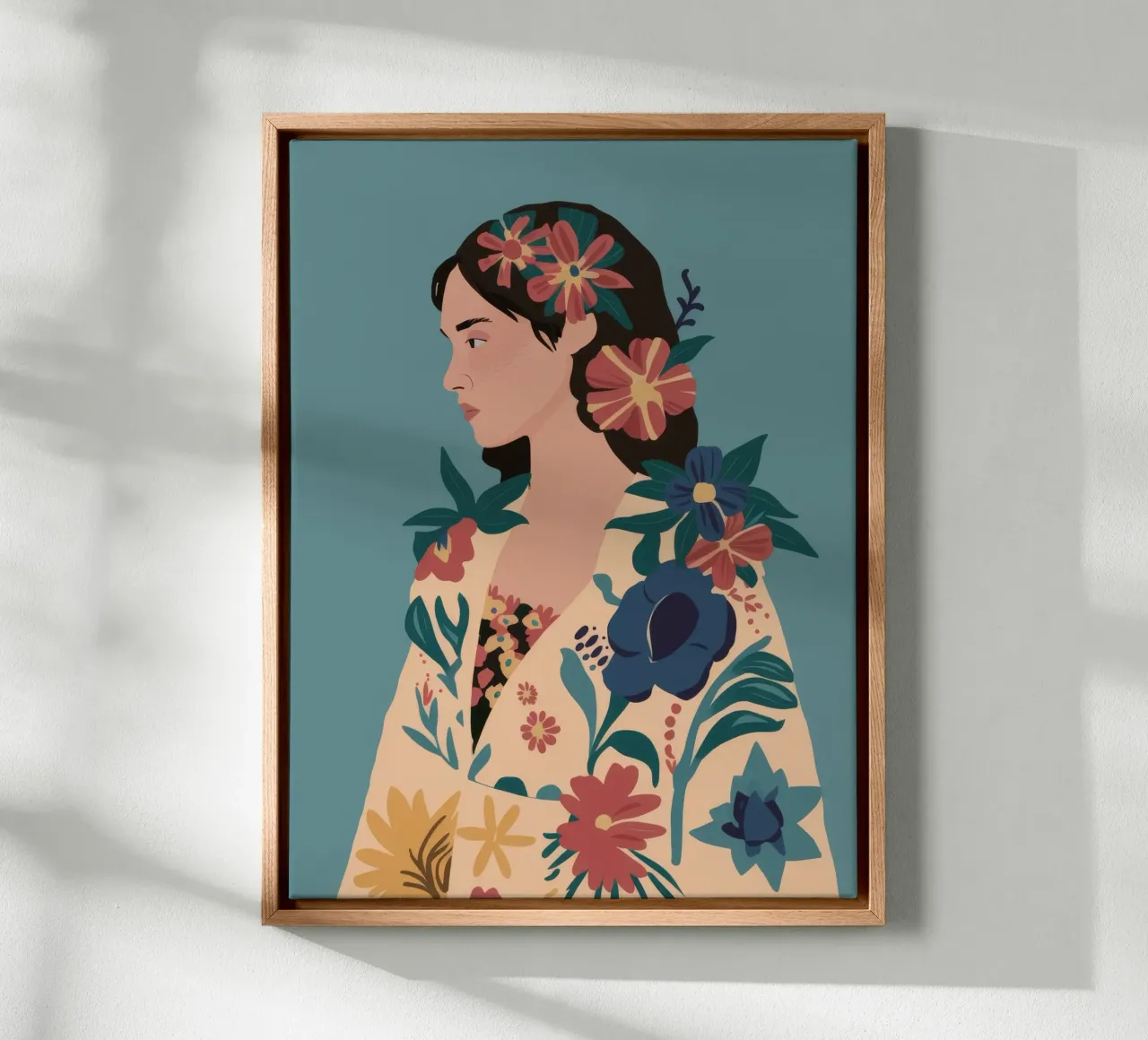 Boheems bloemen canvas met Baklijst van Twilight Muse