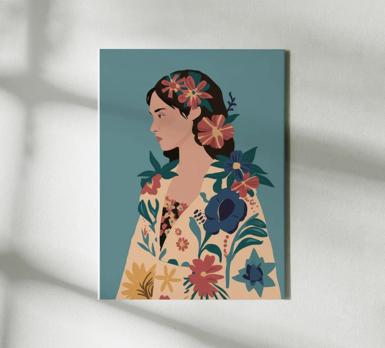 Boheems bloemen canvas met Baklijst van Twilight Muse