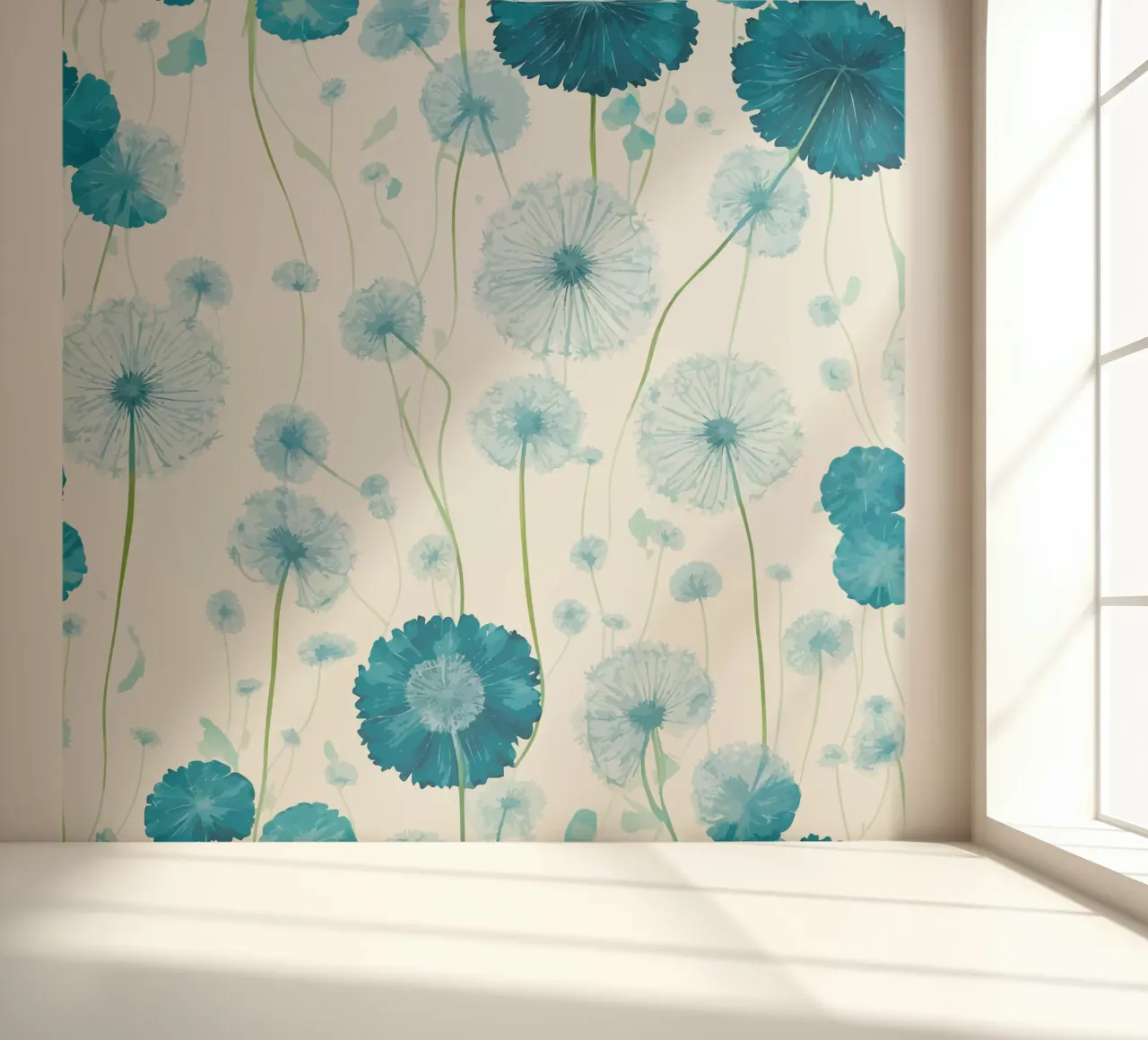 Verdant Dandelions photo wallpaper by Botanical Pattern House