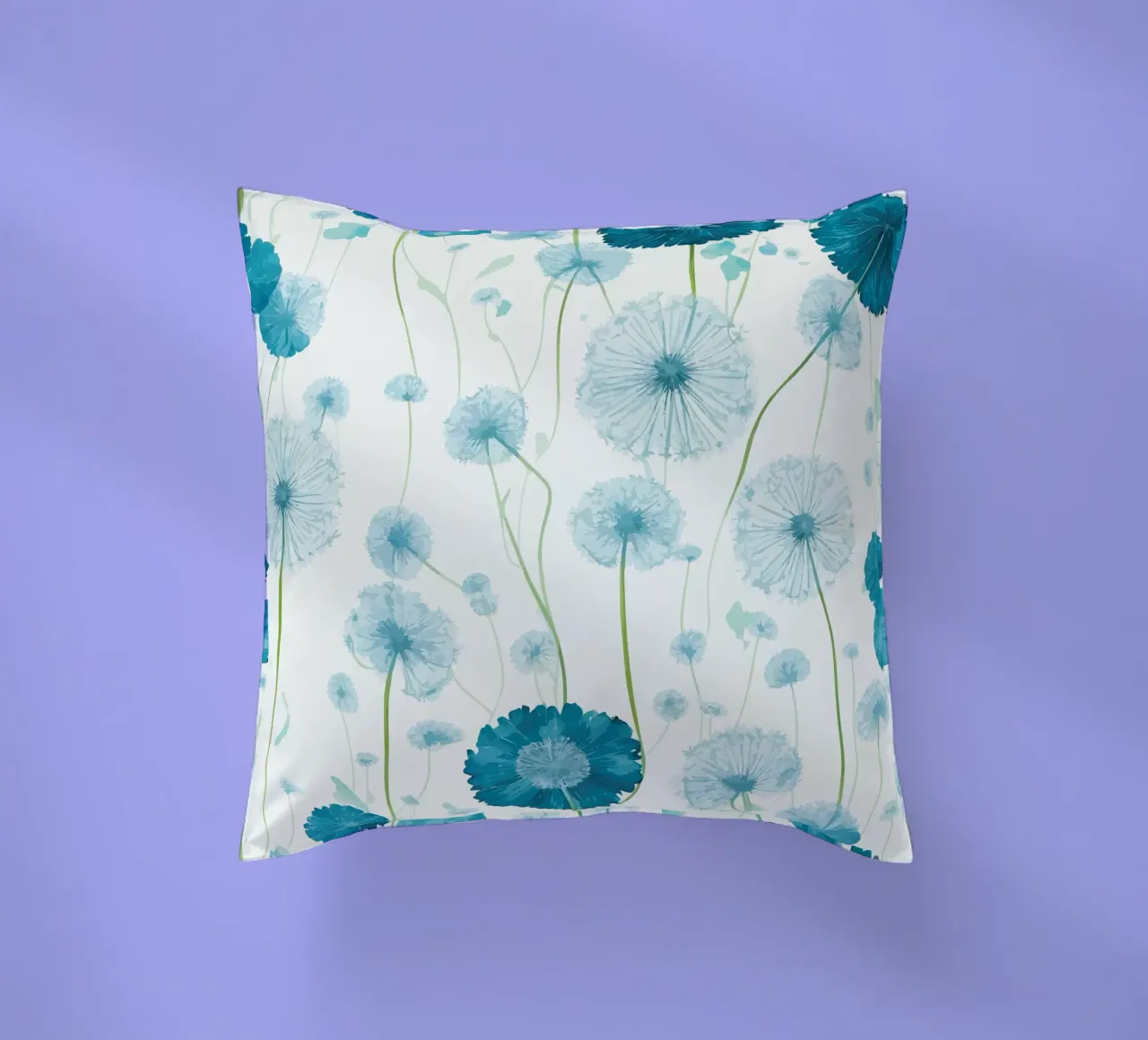 Verdant Dandelions decorative cushion by Botanical Pattern House