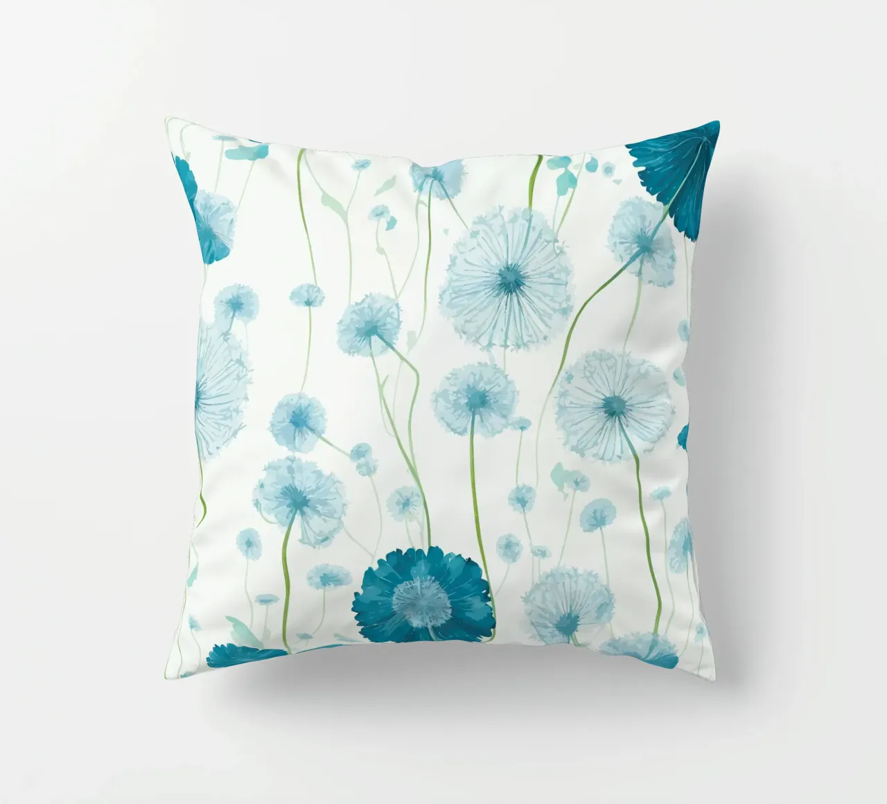 Verdant Dandelions decorative cushion by Botanical Pattern House