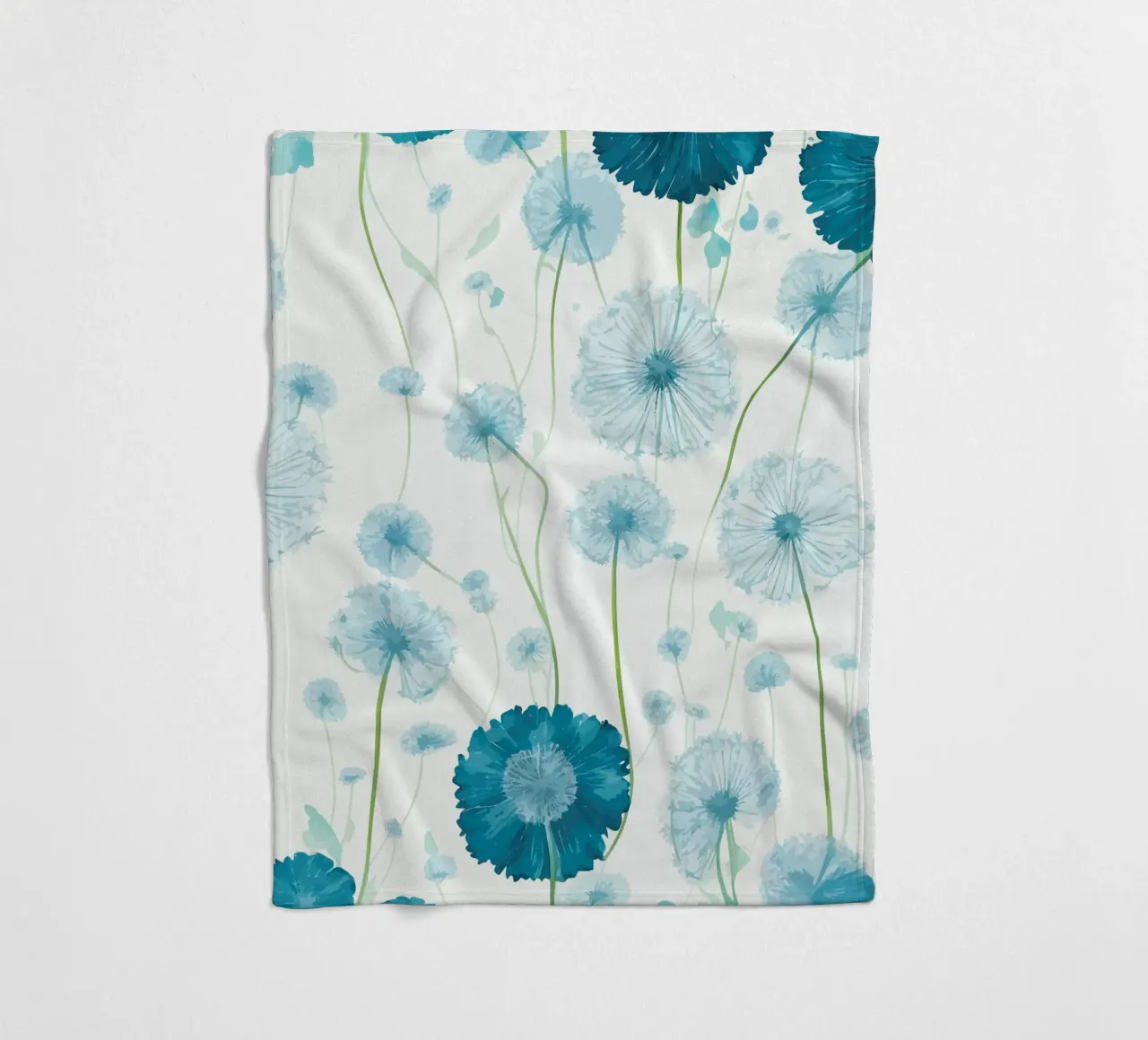 Verdant Dandelions fleece blanket by Botanical Pattern House