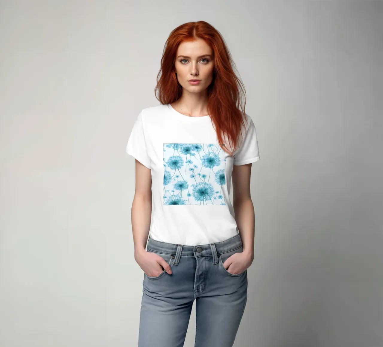 Brezza di dente di leone in blu t-shirt da Botanical Pattern House