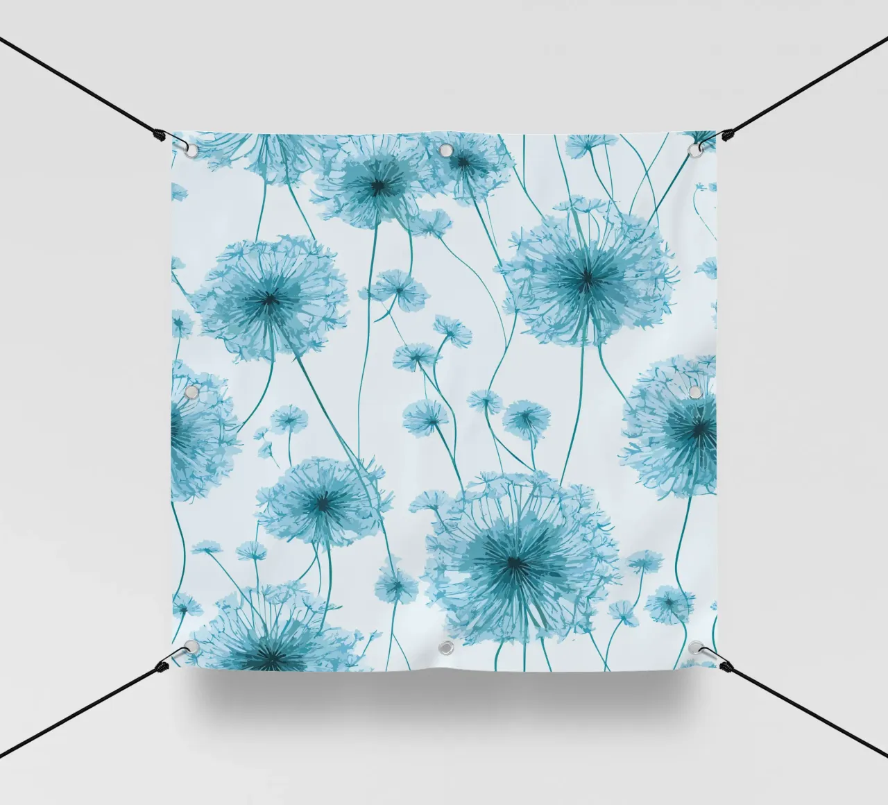 Brezza di dente di leone in blu telo in pvc da Botanical Pattern House