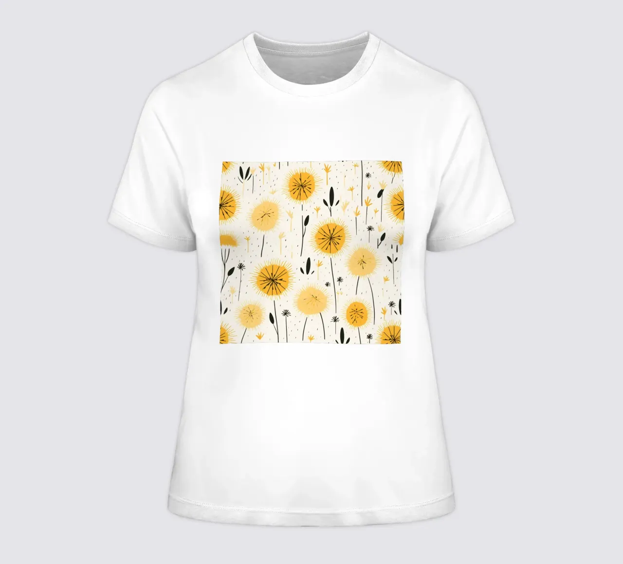 Dandelion Drift women's fitted t-shirt by Botanical Pattern House