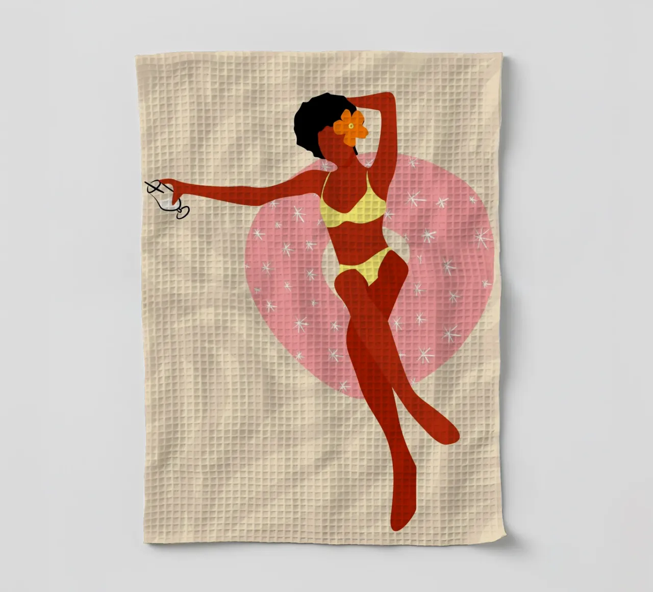Lazy Pool Day tea towel by Kintsugi99